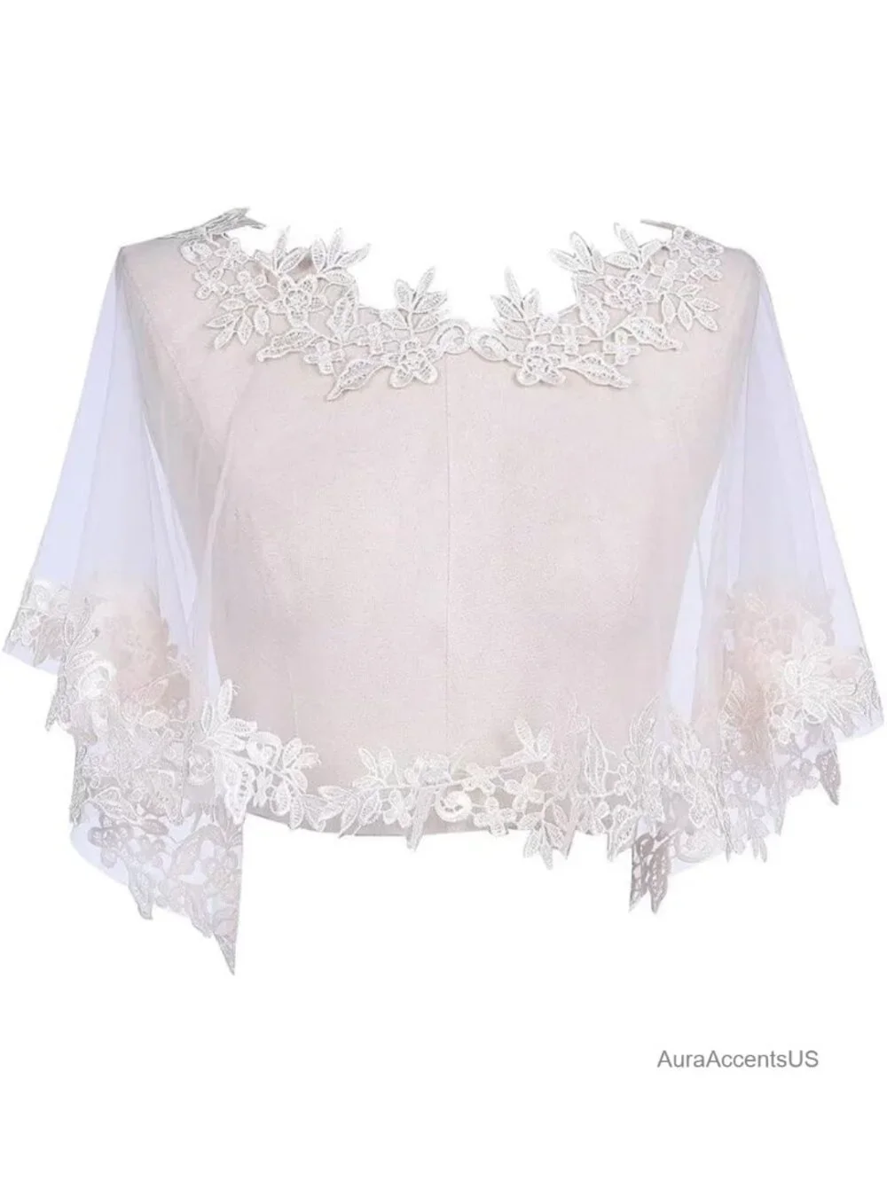 Lace Tulle Wedding Shawl Bride Cape High Low Shoulder Cover Wrap